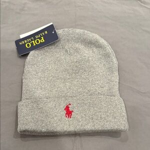 Polo by Ralph Lauren Gray Beanie with Red Logo
